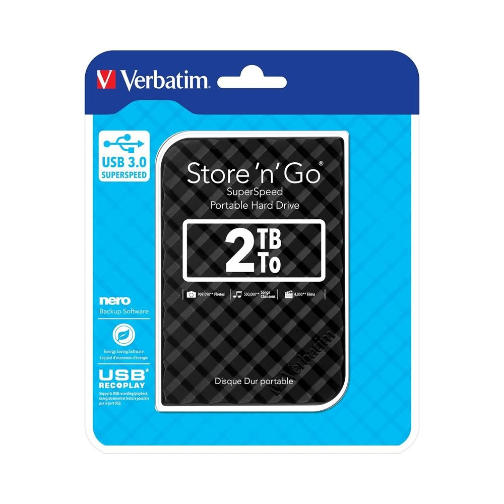 VERBATIM 2,5" 2 TB Store 'n' Go USB3 0 / USB2 0 Black Taşınabilir Disk Görsel 2